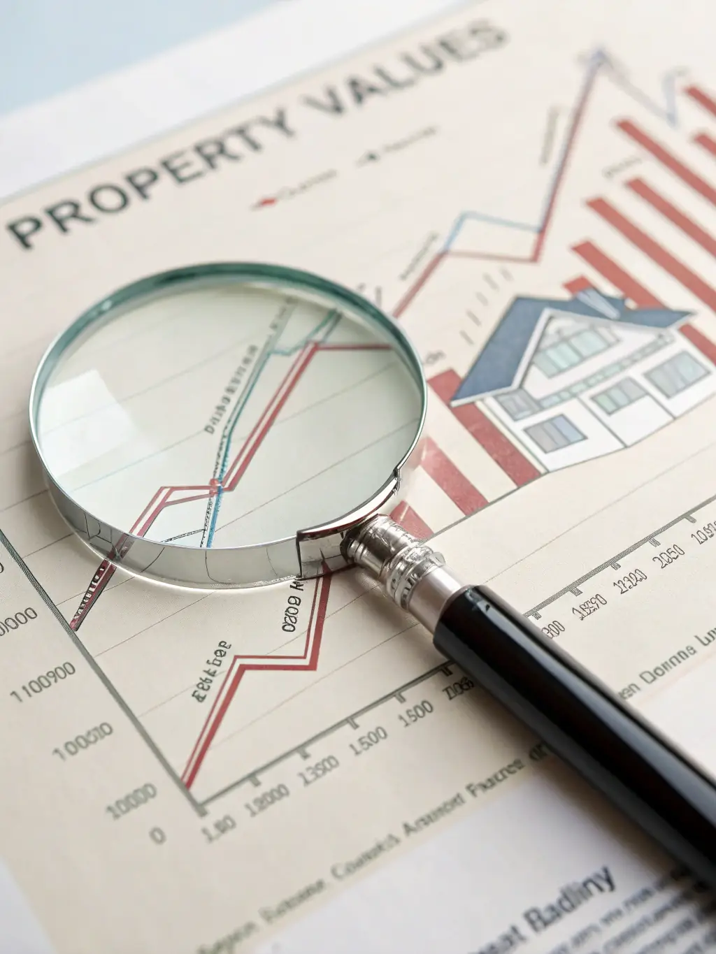 A graph showing a consistent upward trend in property values in areas where Golden Gate Investor has completed revitalization projects, illustrating high returns.